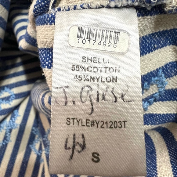 Tuckernuck Sullivan Cotton Striped Embroidered Caftan Vacation Swim Cover Up Sma - Picture 14 of 16